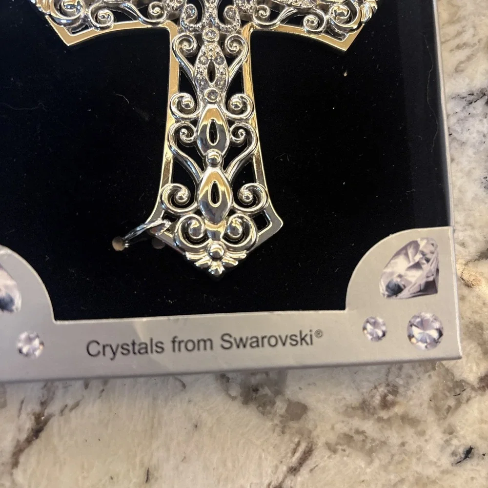 HARVEY LEWIS Swarovski Cross Christmas Ornament Christian Rhinestones Crystals